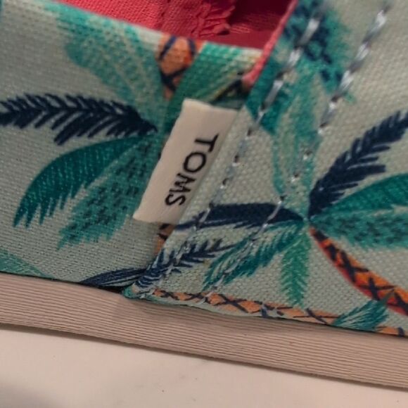 Toms x Paper Source Soft Blue Palm Trees Alpargata Slip-Ons Flat Shoes Size 7 - Picture 5 of 13